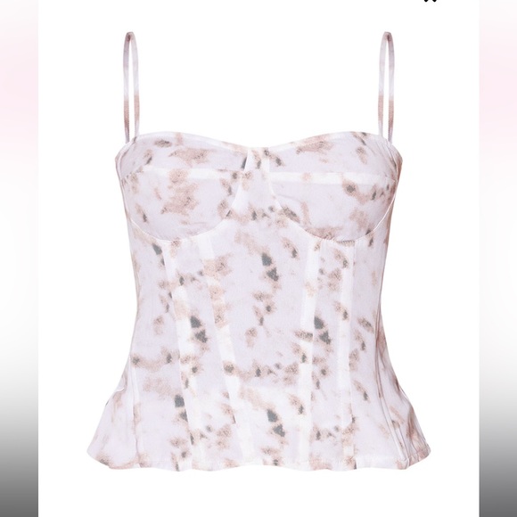 Light Pink Tie Dye Print Structured Corset Top & Ruched Side Midi Skirt SET - Picture 5 of 12